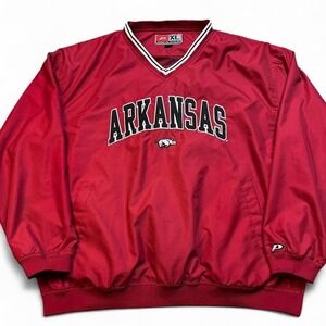 Vintage Arkansas Razorbacks Pro Player vneck pullover windbreaker Y2K XL